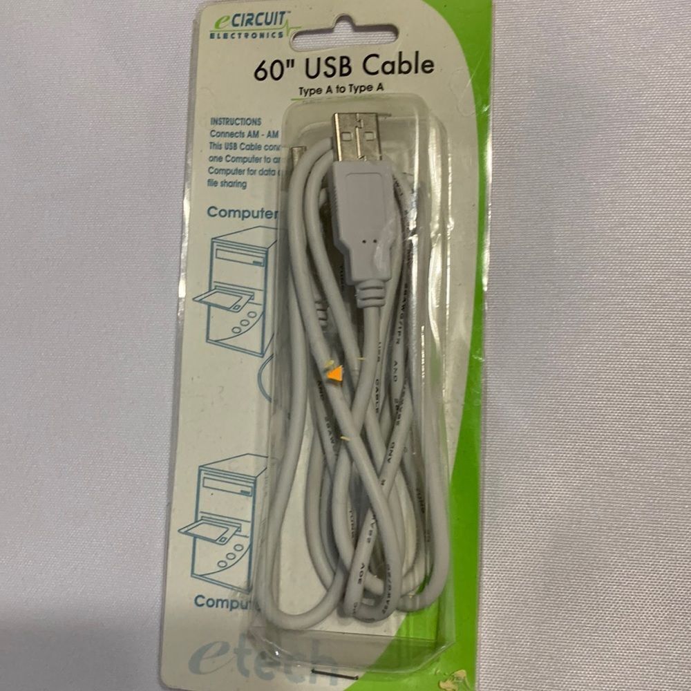 60 inch USB cable BUNDLE of two NWT